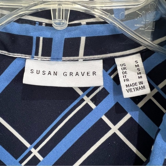 Susan Graver Button Down Printed Stretch Woven Top/Tunic QVC Size Small - Picture 4 of 9
